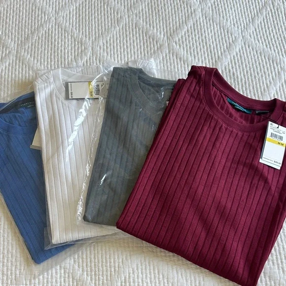 Perry Ellis Ribbed Knit Tee 4 Pack - Picture 1 of 3